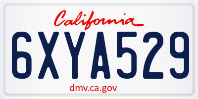 CA license plate 6XYA529
