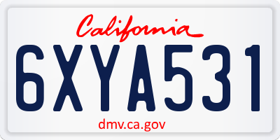 CA license plate 6XYA531
