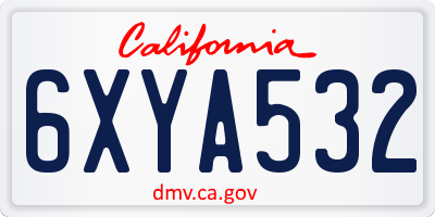 CA license plate 6XYA532