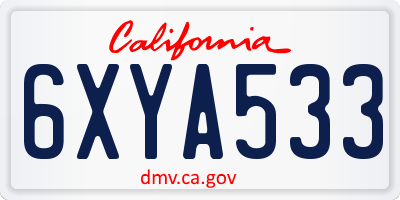 CA license plate 6XYA533