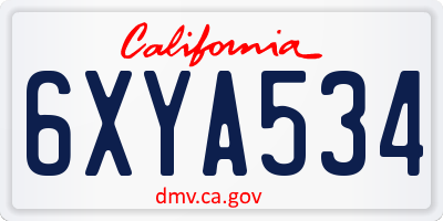 CA license plate 6XYA534