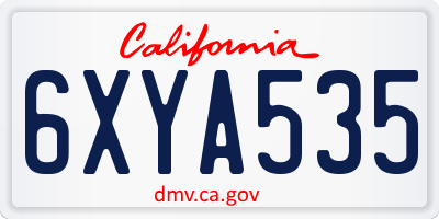 CA license plate 6XYA535