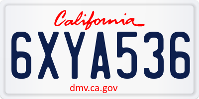 CA license plate 6XYA536