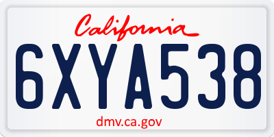 CA license plate 6XYA538