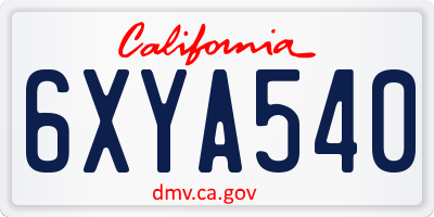CA license plate 6XYA540