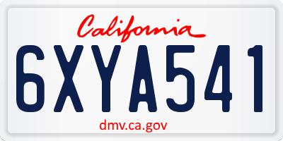 CA license plate 6XYA541