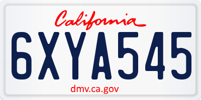 CA license plate 6XYA545