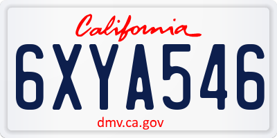 CA license plate 6XYA546