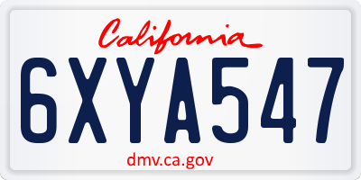 CA license plate 6XYA547