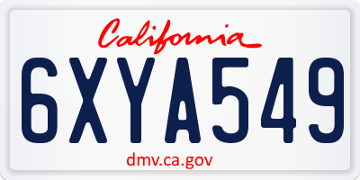 CA license plate 6XYA549