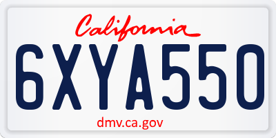 CA license plate 6XYA550