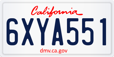 CA license plate 6XYA551