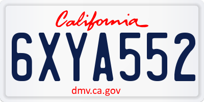CA license plate 6XYA552