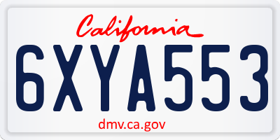CA license plate 6XYA553
