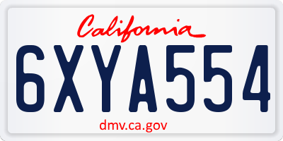 CA license plate 6XYA554