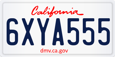 CA license plate 6XYA555