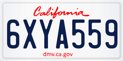 CA license plate 6XYA559
