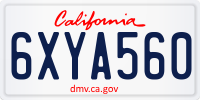 CA license plate 6XYA560