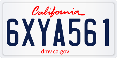 CA license plate 6XYA561