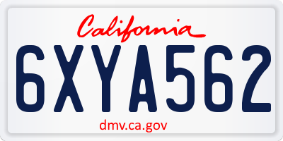 CA license plate 6XYA562