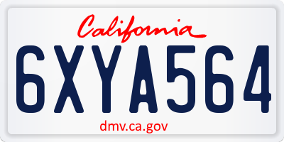 CA license plate 6XYA564