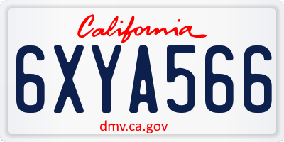 CA license plate 6XYA566
