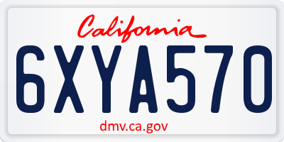 CA license plate 6XYA570