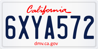 CA license plate 6XYA572