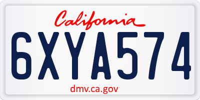 CA license plate 6XYA574