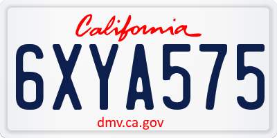 CA license plate 6XYA575