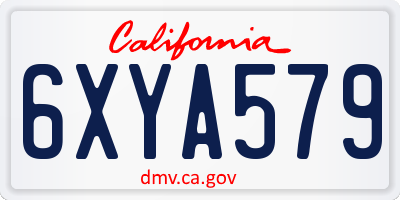 CA license plate 6XYA579