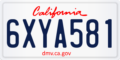 CA license plate 6XYA581