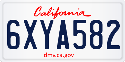 CA license plate 6XYA582