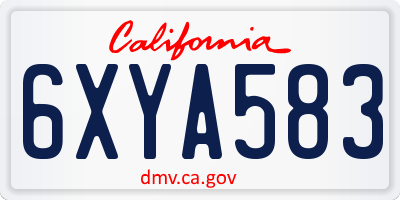 CA license plate 6XYA583