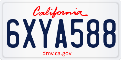 CA license plate 6XYA588
