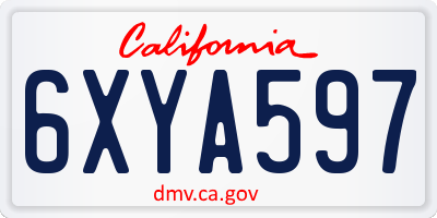 CA license plate 6XYA597
