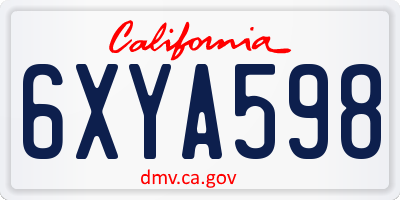 CA license plate 6XYA598