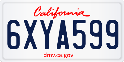CA license plate 6XYA599