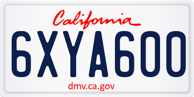 CA license plate 6XYA600