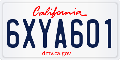 CA license plate 6XYA601