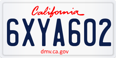 CA license plate 6XYA602