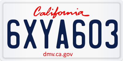 CA license plate 6XYA603