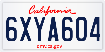 CA license plate 6XYA604