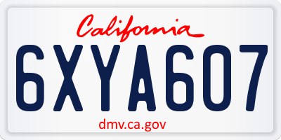 CA license plate 6XYA607
