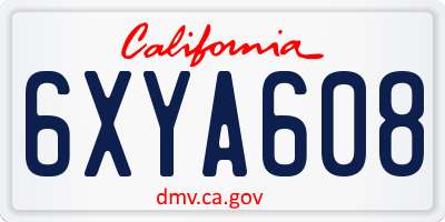 CA license plate 6XYA608
