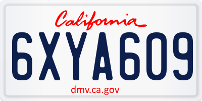 CA license plate 6XYA609