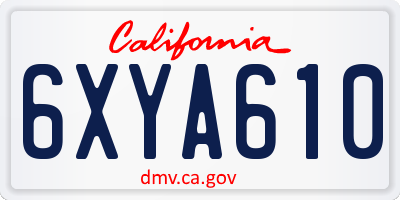 CA license plate 6XYA610