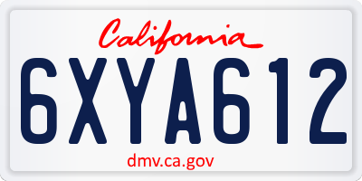 CA license plate 6XYA612