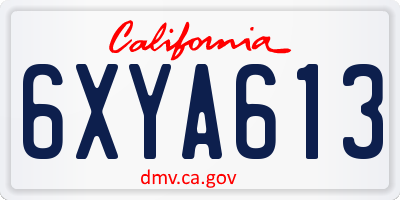 CA license plate 6XYA613