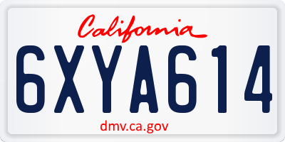 CA license plate 6XYA614
